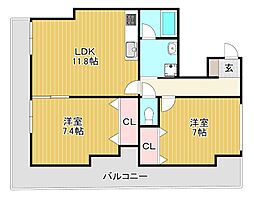 キングパレス東陽 5階2LDKの間取り
