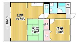 エクシブI番館 1階2LDKの間取り