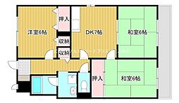 グリーン茨木 3DKの間取図画像