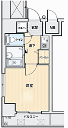 セレッソコート西心斎橋第2 1Kの間取図画像