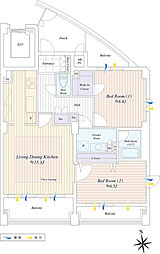 アビテ白金台 2LDKの間取図画像