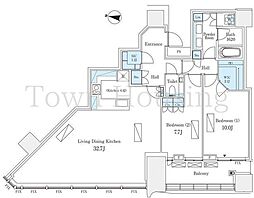 パークコート渋谷ザタワー 38階2LDKの間取り