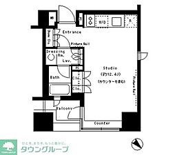 パークアクシス溜池山王 6階ワンルームの間取り