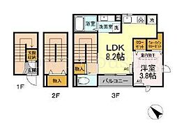 エクセリア大崎 3階1LDKの間取り