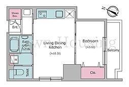 クロスレジデンス日本橋本町 12階1LDKの間取り