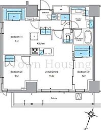 ルフォンプログレ渋谷ヒルトップ 15階3LDKの間取り