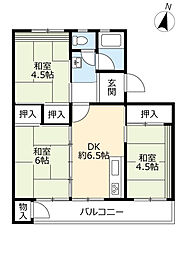 UR都市機構豊明団地26棟 3DKの間取図画像