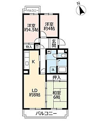 UR都市機構徳重団地6号棟 3LDKの間取図画像