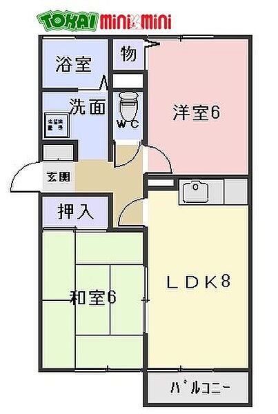 シンフォニーB 103｜三重県松阪市射和町(賃貸アパート2LDK・1階・50.28㎡)の写真 その2