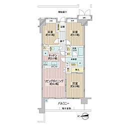 ダイアパレス松戸中央公園 3LDKの間取図画像