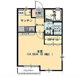 タタラバード 1Kの間取図画像