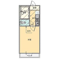 ウォールデン成島貳番館 1Kの間取図画像