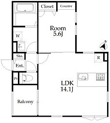 コート豊玉北B 1LDKの間取図画像