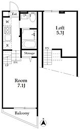 chalet大久保 ワンルームの間取図画像