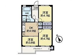 ぐみさわ東ハイツ2号棟 2LDKの間取図画像