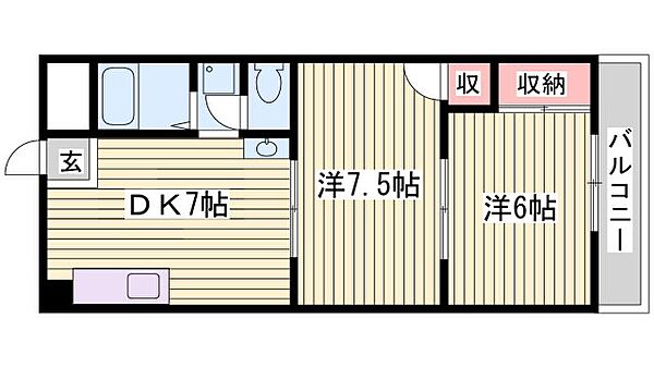 オレンジHILL・T ｜兵庫県神戸市垂水区南多聞台8丁目(賃貸マンション2DK・4階・40.00㎡)の写真 その2