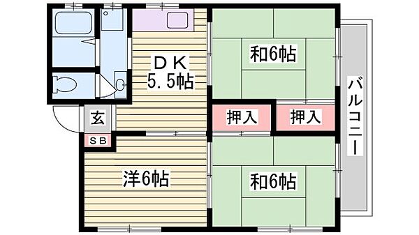 コーポラス西町 ｜兵庫県明石市西明石西町2丁目(賃貸マンション3DK・1階・50.80㎡)の写真 その2