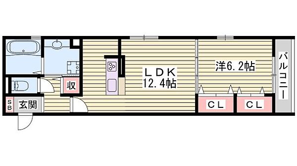 モアレ　オークラ ｜兵庫県明石市東野町(賃貸アパート1LDK・2階・47.03㎡)の写真 その2