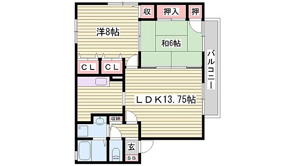 クレールコート立花 ｜兵庫県神戸市垂水区西舞子4丁目(賃貸アパート2LDK・2階・62.15㎡)の写真 その2