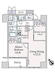 プラウドタワー渋谷 1SLDKの間取図画像
