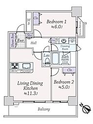 モア・クレスト築地 2LDKの間取図画像