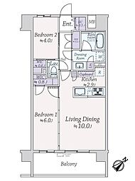 エクセレントシティ津田沼奏の杜 2LDKの間取り