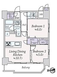 エステムプラザ南船場レジスタ 2LDKの間取図画像