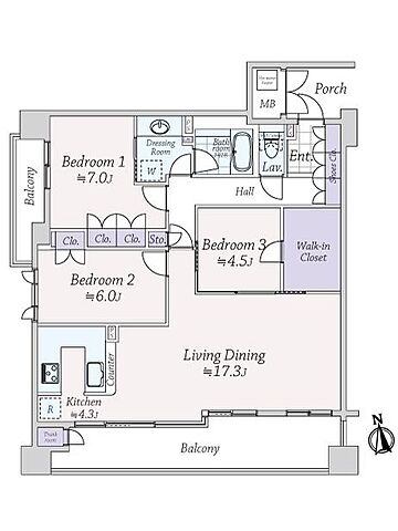 間取り シティハウス仙台 7階/-