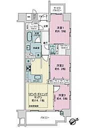 プレサンスロジェ観音本町リバービスタ 3LDKの間取図画像