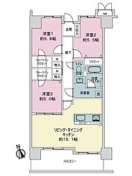 サーパス住吉公園 3LDKの間取図画像