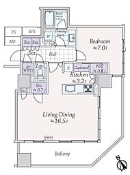 アルビオ・ザ・タワー千代田飯田橋 1LDKの間取り