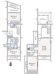 アトラス江戸川アパートメント 3LDKの間取図画像
