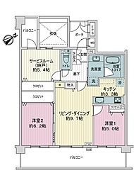 ライオンズステーションプラザ中浦和別所沼公園 2SLDKの間取図画像