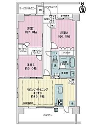 セントフローレンスパレス京都四条山ノ内 3LDKの間取図画像