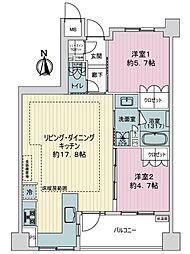 ライオンズ京都小川御所 2LDKの間取図画像