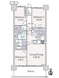 ＣＥＮＴＲＡＬ　ＡＩＲ　ＣＩＴＹ　ＲＥＳＩＤＥＮＣＥ　1 3LDKの間取り