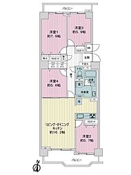 セソール川崎京町ハイライズファーストピア 4LDKの間取図画像
