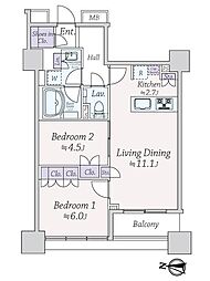 ザ湾岸タワーレックスガーデン 2LDKの間取図画像
