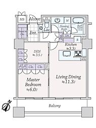オリゾンマーレ 1SLDKの間取図画像