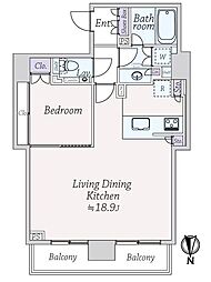 ベイサイドタワー晴海 1LDKの間取図画像