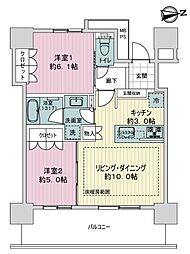 ライオンズタワー柏 2LDKの間取図画像