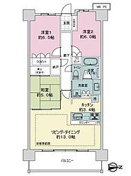 グランアルト越谷レイクタウン 3LDKの間取図画像