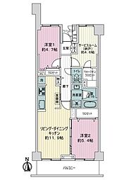 ライオンズステーションプラザ梅島 2SDKの間取図画像