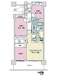 コスモシティ北千住 3LDKの間取図画像