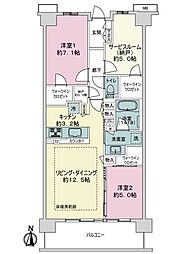 グランセンス越谷レイクタウン 2SLDKの間取図画像