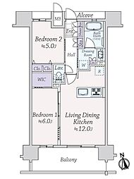 グランアッシュ江坂 2LDKの間取図画像