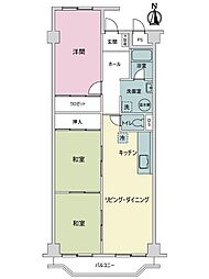 千里関大前コーポラスA棟 3LDKの間取図画像