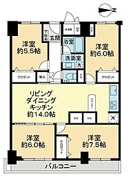 江坂ハイデンス 4LDKの間取図画像