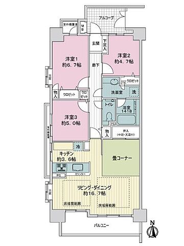 間取り グランドメゾン茶屋が坂 8階/-