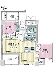 ライオンズマンション神戸栄町通 2LDKの間取図画像